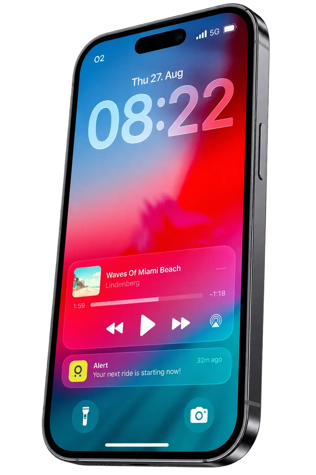 A phone lock screen showing a Mobifer alert: your next ride is starting now